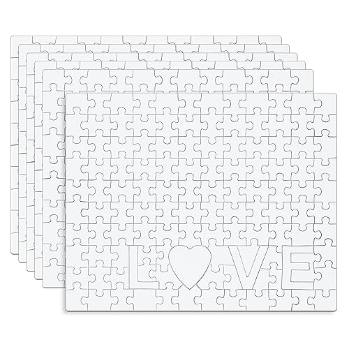 6 Blatt Leere Puzzles, 120 Teile Leere Puzzleteile Herz, 20 x 25 cm Leeres Puzzle-Herz mit Love Worten Ganz Weiße Puzzles für Aktivität, Party, DIY-Bastelarbeiten von NQEUEPN