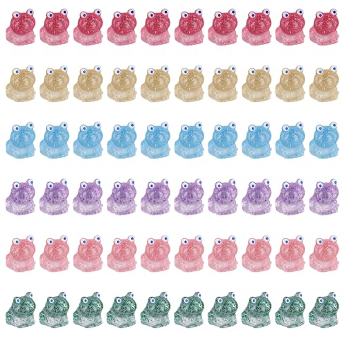 60 Stück Mini-Frösche, Glitzernde Harzfrösche Kleine Froschfiguren Miniatur Frosch Ornamente für DIY Basteleien Garten Puppenhaus Heimdekorationen (6 Farben) von NQEUEPN