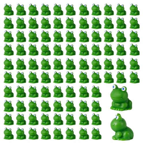 100 Stück Mini Harzfrösche, Grüne Froschfiguren Miniatur Harzfrösche Niedlicher Frosch für DIY Handwerk Puppenhaus Garten Glasbehälter Dekorationen von NQEUEPN