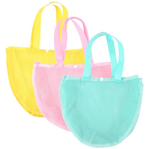 NQEUEPN 3-teilige Muscheltasche für Strandspielzeug, Muscheltasche Aus Netzgewebe für Kinder Strand- Und Pooltasche für Kinder Aufbewahrungstasche Zum Aufbewahren Von Muscheln von NQEUEPN