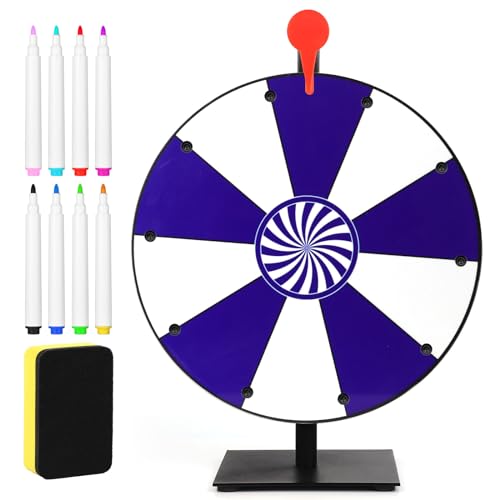 NQEUEPN 30cm Drehendes Preisrad, 10 Fächer Drehendes Rad Spinning Prize Wheel mit Ständer Trocken Abwischbar und Markern für Karneval Messen Urlaubsaktivitäten (Orange) von NQEUEPN