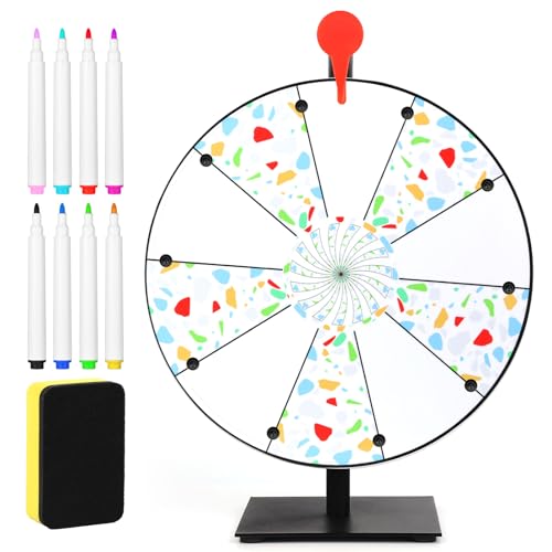 NQEUEPN 30cm Drehendes Preisrad, 10 Fächer für Den Tisch Drehendes Rad Strapazierfähig Spinning Prize Wheel mit Ständer Trocken Abwischbar und Markern Roulette Rad für Karnevalsmessen von NQEUEPN