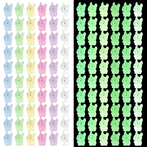NQEUEPN 60stk Leuchtende Miniaturkatze, 6 Farben Miniatur Katzen aus Kunstharz Winzige Miniatur-Katzenstatuen im Dunkeln Leuchtende Katzen für Garten-Puppenhaus-Partygeschenke-Dekorationen von NQEUEPN