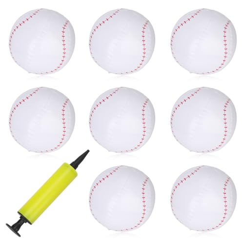 NQEUEPN 8 Stück Aufblasbarer Baseball, 27cm Großer Wasserball Baseball Baseball Pool Spielzeug mit Pumpe Sport Poolball für Kinderparty Geschenke Dekorationen von NQEUEPN