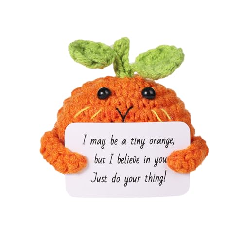 NQEUEPN Mini Lustig Positiv Orange, Kreativ Gehäkelte Orange Puppe Wolle Positive Gestrickte Früchte Positive Kartoffeln Positive Geschenke für Freunde Geburtstag Ermutigung Party Dekoration von NQEUEPN