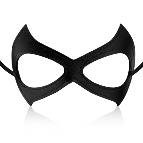 NQEUEPN Schwarze Augenmaske für Damen, Halloween-Catwoman-Maske Schwarze Maske Catwoman-Kostüm Halloween-Party-Kostümzubehör für Cosplay-Kostüm (Schwarze Nähte) von NQEUEPN