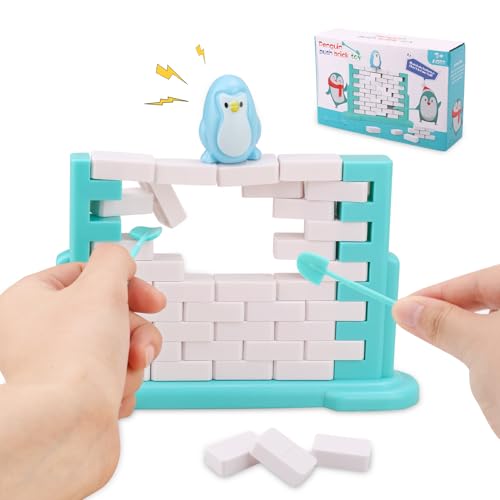 Pinguin Brettspiel Spielzeug, Pinguin Spiel Break The Ice Building Pushing Walls Lustig Familie Puzzle Tischspiele Montessori-Spielzeug Geschenk für Kinder Jungen Mädchen von NQEUEPN