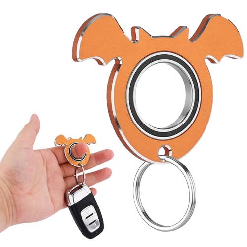 Schlüsselanhänger Spinner, Fledermausform Metall Drehender Schlüsselanhänger Karambit Schlüsselanhänger Zappel-Schlüsselring Spielzeug Geschenk für Erwachsene Männer Frauen Kinder (Orange) von NQEUEPN