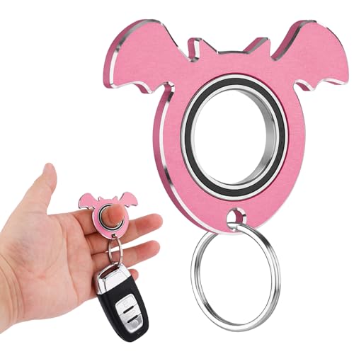 Schlüsselanhänger Spinner, Fledermausform Metall Drehender Schlüsselanhänger Karambit Schlüsselanhänger Zappel-Schlüsselring Spielzeug Geschenk für Erwachsene Männer Frauen Kinder (Rosa) von NQEUEPN