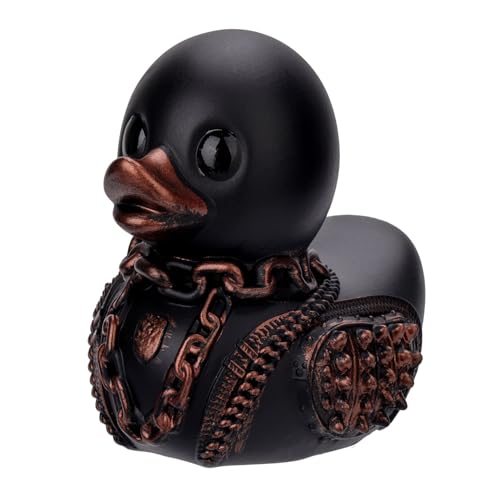 NQEUEPN Schwarze Gummiente, 8 cm Hoch Badespielzeug-Ente Lustige Dunkle Gummiente Sammlerstück als Entengeschenk für Kinder Erwachsene Babyparty Schlafzimmerdekor (Punk-Ente) von NQEUEPN