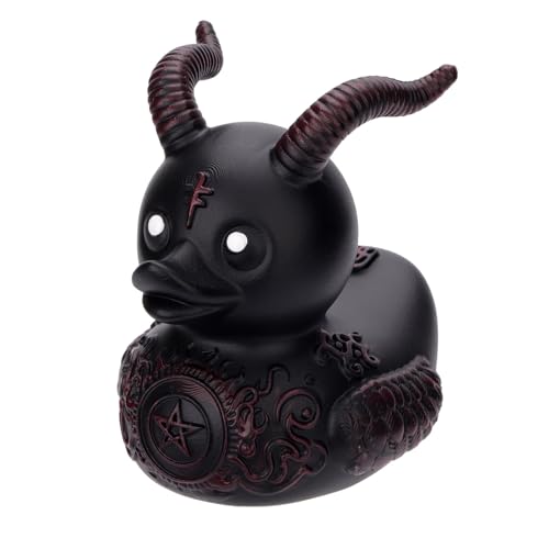 Schwarze Gummiente, 8 cm Hoch Badespielzeug-Ente Lustige Dunkle Gummiente Sammlerstück als Entengeschenk für Kinder Erwachsene Babyparty Schlafzimmerdekor (Satansente) von NQEUEPN