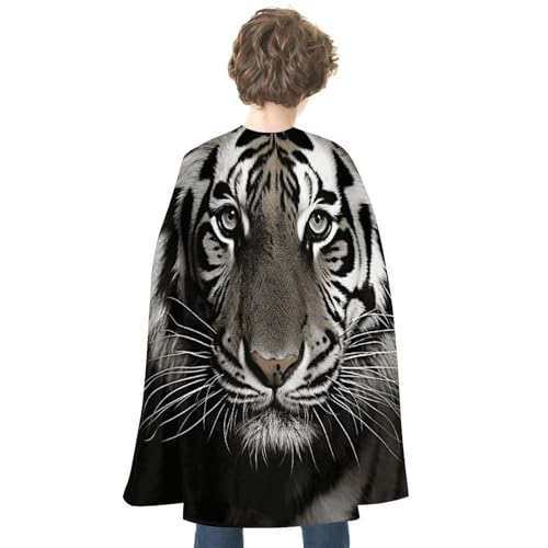 NQHJT Umhang für Damen und Herren, schwarz-weißer Tiger-Halloween-Umhang, wendbarer Umhang, Halloween-Kostüme, Erwachsenen-Umhang für Cosplay-Party von NQHJT