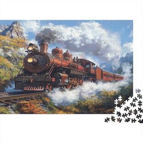 Dampfzug Jigsaw Puzzle 1000 Pieces Difficult Unique Gift Wood Eco-Friendly Materials Hanging on The Wall for Adults 1000pcs (75x50cm) von NQHXLRUDC