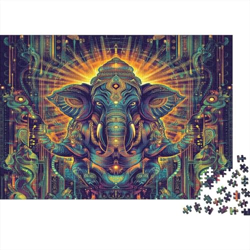 Elefant Jigsaw Puzzles 1000 Pieces Intellectual Challenge Unique Gift Wood Eco-Friendly Materials Exhibition for Kids 1000pcs (75x50cm) von NQHXLRUDC