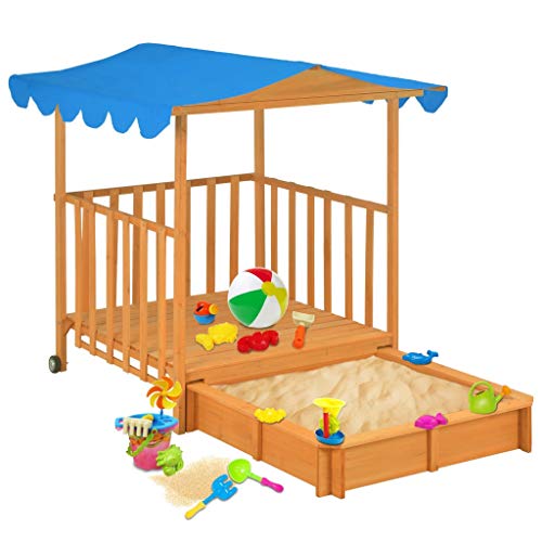 Outdoor Spielgeräte SandboxesKids Spielhaus mit Sandkasten Tannenholz blau UV50 von NQJIBUE