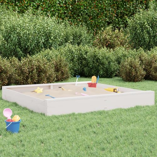 Outdoor Spielgeräte Sandkasten mit Sitzplätzen weiß eckig Massivholz Kiefer Sandkästen von NQJIBUE