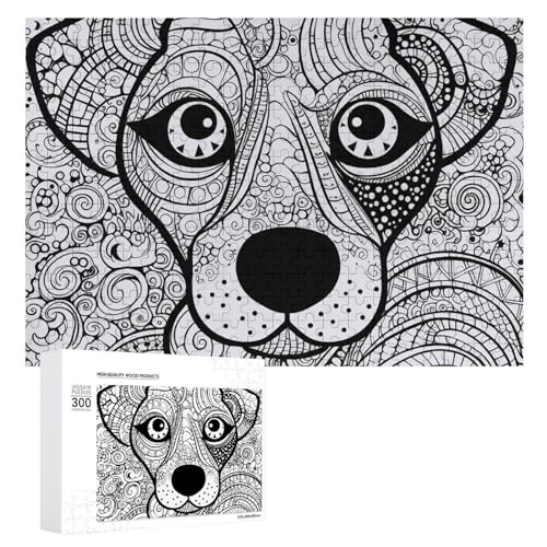 Black and White Puppy Puzzles 500 Pieces Personalized Jigsaw Puzzles Challenging Picture Puzzle with Storage Bag Photos Puzzle for Adults Wedding Puzzle Home Decor Pet Puzzle von NQLYUT