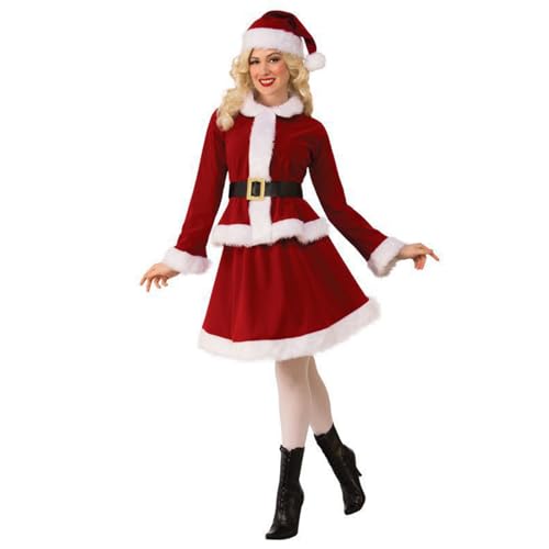 NSASL Frauen Santa Cosplay Kostüm Outfit,Rotes Weihnachtskostüm For Erwachsene Weihnachtsmann Party Kostüme (Color : A, Size : L) von NSASL