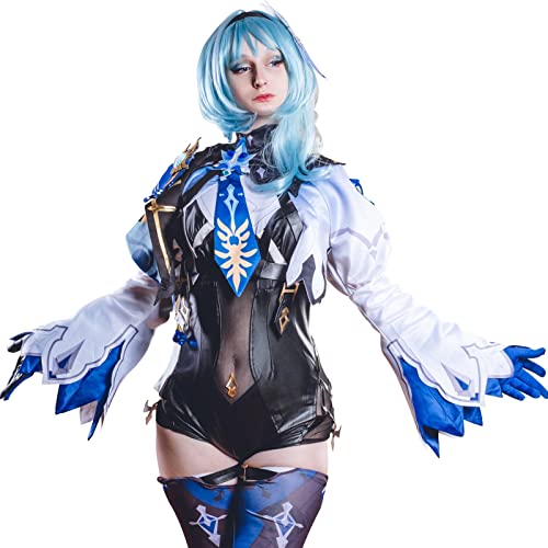 NSPSTT Eula Cosplay Genshin Impact Cosplay für Frauen Halloween Kostüm Leder Strampler von NSPSTT