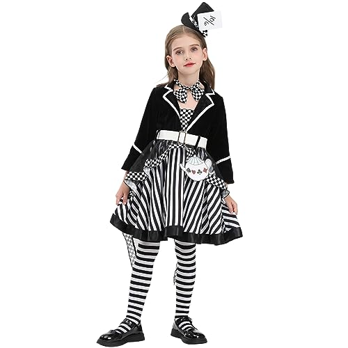 NSPSTT Halloween-Kostüm für Mädchen, Prinzessin, Wendy-Kleid, Königin der Herzen, Kostüm, verrückter Hutmacher, Größe M von NSPSTT