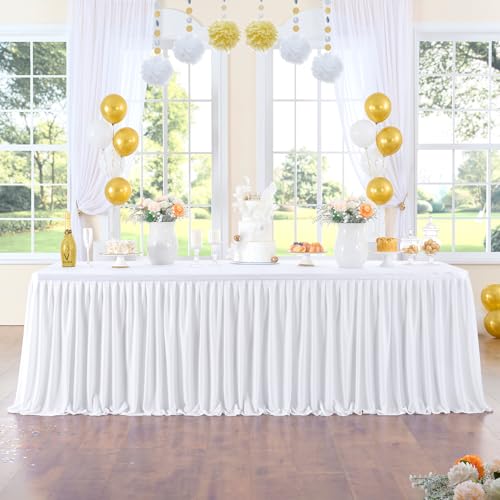 427cm Weiß Polyester Tischröcke für Rechteck Tische, Faltenfreie Rüschen Falten Tuch Tutu Tischrock 14ft für Bankett Hochzeit Geburtstag Baby Dusche Trade Meeting Kuchen Dessert (keine Top Cover) 427cm Weiß Polyester Tischröcke für Rechteck Tische, Faltenfreie Rüschen Falten Tuch Tutu Tischrock 14ft für Bankett Hochzeit Geburtstag Baby Dusche Trade Meeting Kuchen Dessert (keine Top Cover) von NSSONBEN
