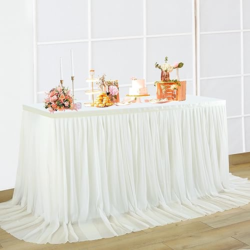 NSSONBEN Tüll Tischrock Elfenbein Tischröcke Tischdeko für Babyparty, Baby Shower Mädchen, Hochzeit, Geburtstag, Kindergeburtstag, Kommunion,275×77cm Elfenbein Tüll Tischrock NSSONBEN Tüll Tischrock Elfenbein Tischröcke Tischdeko für Babyparty, Baby Shower Mädchen, Hochzeit, Geburtstag, Kindergeburtstag, Kommunion,275×77cm Elfenbein Tüll Tischrock von NSSONBEN