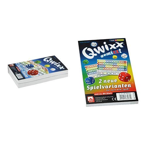 NSV - 4016 - QWIXX ZUSATZBLÖCKE, 2 x 80 Blatt - Würfelspiel & - 4033 - QWIXX GEMIXXT- neue Spielvarianten, 2-er Set Blöcke, Würfelspiel von NSV