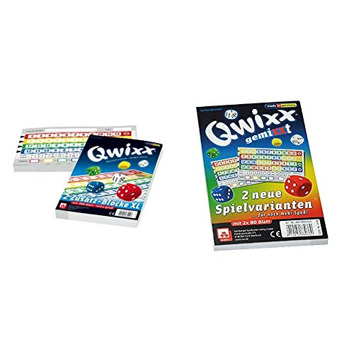 NSV - 4021 - QWIXX ZUSATZBLÖCKE, XL Format, 2 Stück a 80 Blatt - Würfelspiel & 4033 - QWIXX GEMIXXT - Zusatzblöcke 2-er Set - Würfelspiel von NSV