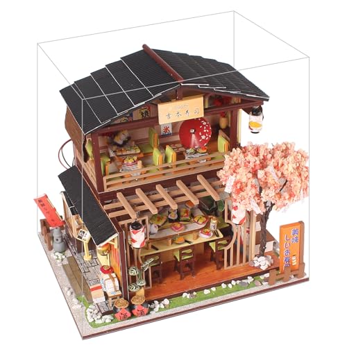 DIY-Miniatur-Puppenhaus-Bausatz, DIY-Sushi-Shop-Modell, hölzerne Kreativität, Japanisches LED-Montagespielzeug für Jugendliche und Erwachsene von NSXAYIWE