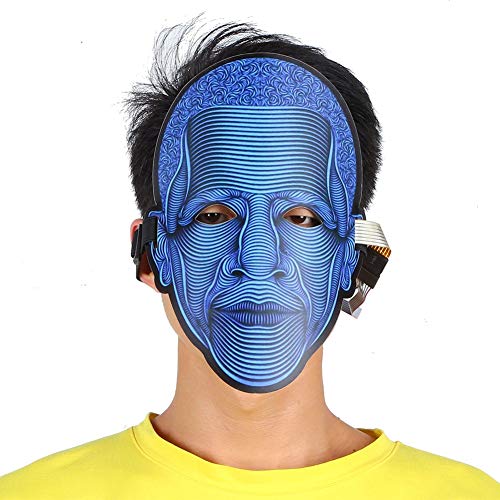 NSXAYIWE LED-Maske, Kaltlichtquelle, Lichtmaske Halloween Mit Sprachaktiviertem Sensor Für Bar-KYV-Party von NSXAYIWE