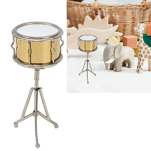 NSXAYIWE Miniatur-Snare-Drum-Modell mit Koffer, dekoratives Kupfer-Musikinstrument-Ornament für Puppenhaus-Bücherregal-Schreibtisch Golden, Trommel-Miniatur-Puppenhaus-Modell von NSXAYIWE
