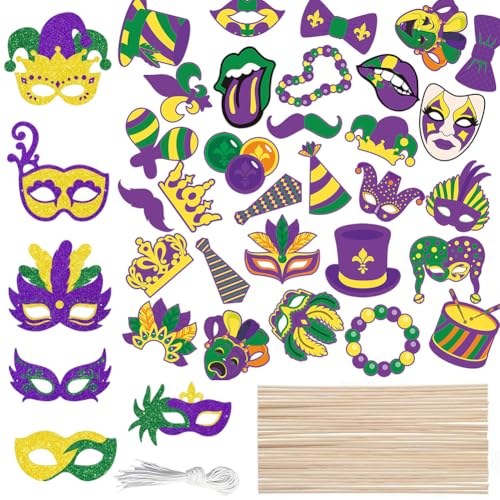 NTEVXZ Mardi Gras Papier Masken, Mardi Gras Foto Requisiten, Karneval Dekorationen, Mardi Gras Party Masken, Mardi Gras Handheld Foto Requisiten-36pcs von NTEVXZ