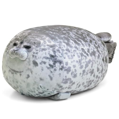 NTEVXZ Robbe Plush 30cm Niedliches Siegelkissen Graue Robbe Kuscheltier Plüschtier-Schlafkissenspielzeug Seal Plüschtier Stofftier Chubby Blob Seal Pillow Cushion für Kinder Erwachsene von NTEVXZ