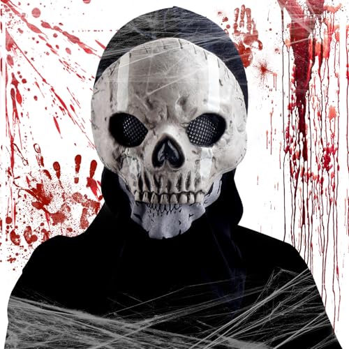 NTGFU Ghost Maske, Skelett Halloween - Totenkopf Maske, Zombie Maske, Oni Maske, Halloween Maske, Skelett Kostüm Herren, Halloween Kostüm Männer für Halloween, Cosplay, Rollenspiele von NTGFU