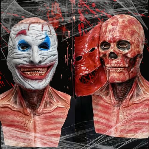 NTGFU Skelett Halloween, Clown Maske, Halloween Maske, zum Spielen terrifier, the Walking Dead - Joker Kostüm Herren, Halloween Kostüm Herren für Halloween Party, cosplay, Rollenspiele von NTGFU