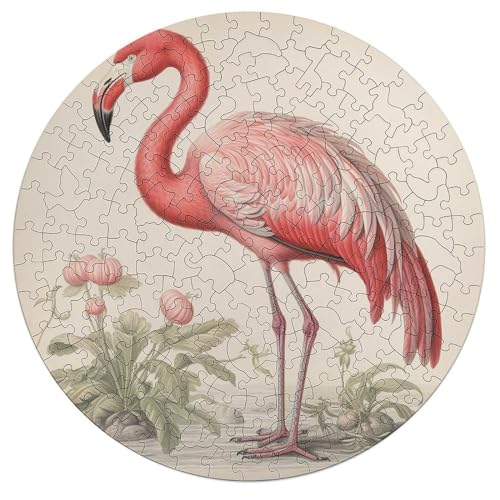 195-teiliges Puzzle für Erwachsene, personalisiertes Bild, Puzzle, Kunst, Flamingo, individuelles Holzpuzzle für Familie, Geburtstag, Hochzeit, Spielabende, Geschenke, Tier-Airen-Form-Puzzle von NTVOWPZO