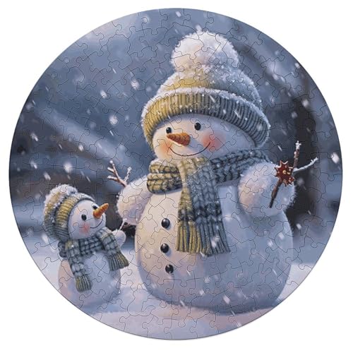 195-teiliges Puzzle für Erwachsene, personalisiertes Bildpuzzle, Winter-Schneemann, individuelles Holzpuzzle für Familie, Geburtstag, Hochzeit, Spielabende, Geschenke, Tier-Airen-Form-Puzzle von NTVOWPZO