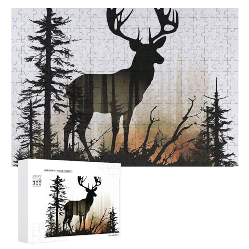 Puzzle für Erwachsene, 1000 Teile, herausforderndes GameHirsch-Silhouetten-Puzzle mit Buchstaben auf der Rückseite, personalisiertes Puzzle, perfekt für Spieleabende von NTVOWPZO