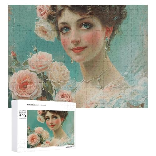 Puzzle für Erwachsene, 1000 Teile, herausforderndes GameLady mit Rosen-Puzzle mit Buchstaben auf der Rückseite, personalisiertes Puzzle, perfekt für Spieleabende von NTVOWPZO