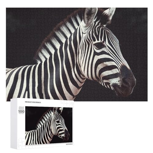 Puzzle für Erwachsene, 1000 Teile, herausforderndes Spiel, Tier-Zebra-Puzzle mit Buchstaben auf der Rückseite, personalisiertes Puzzle, perfekt für Spieleabende von NTVOWPZO