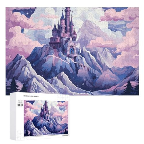 Puzzle für Erwachsene, 1000 Teile, herausforderndes Spiel, Wolken über dem Schloss, Puzzle mit Buchstaben auf der Rückseite, personalisiertes Puzzle, perfekt für Spieleabende von NTVOWPZO