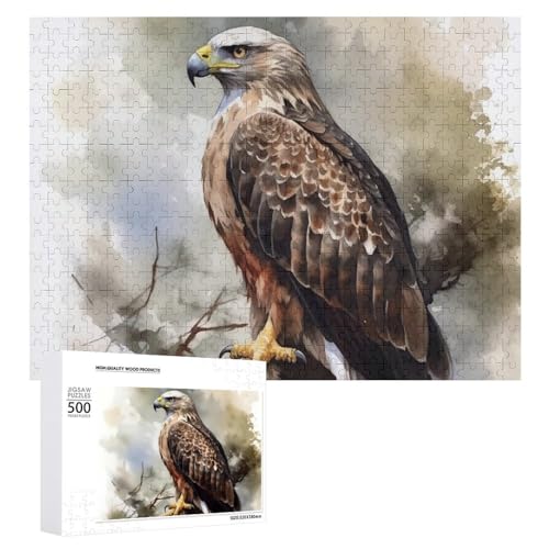 Puzzle für Erwachsene, 1000-teiliges Puzzle, herausforderndes GameHawk sitzend im Baum, Puzzle mit Buchstaben auf der Rückseite, personalisiertes Puzzle, perfekt für Spieleabende von NTVOWPZO