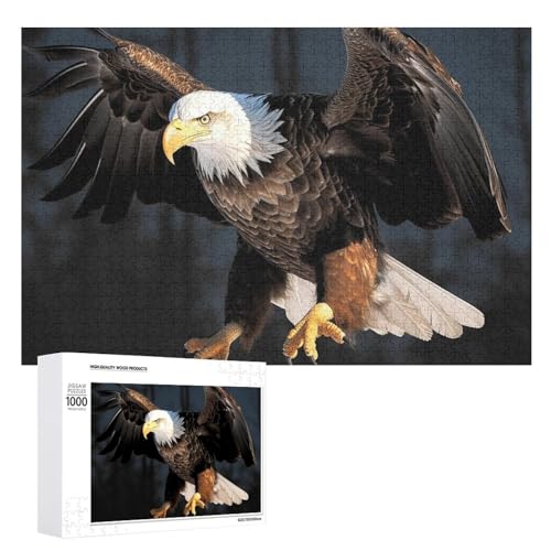 Puzzle für Erwachsene, 1000-teiliges Puzzle, herausforderndes Spiel, 3D-Kahlkopfseeadler-Puzzle mit Buchstaben auf der Rückseite, personalisiertes Puzzle, perfekt für Spieleabende von NTVOWPZO