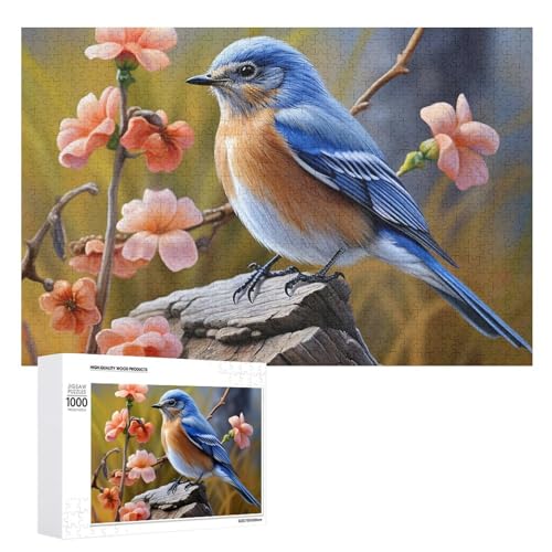 Puzzle für Erwachsene, 1000-teiliges Puzzle, herausforderndes Spiel, Eastern Bluebird-Puzzle mit Buchstaben auf der Rückseite, personalisiertes Puzzle, perfekt für Spieleabende von NTVOWPZO