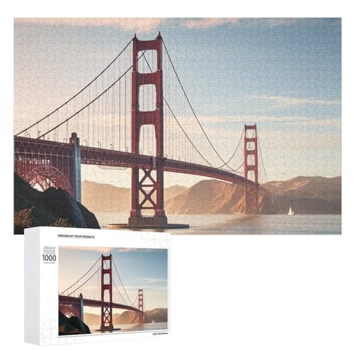 Puzzle für Erwachsene, 1000-teiliges Puzzle, herausforderndes Spiel, Golden Gate Bridge, Puzzle mit Buchstaben auf der Rückseite, personalisiertes Puzzle, perfekt für Spieleabende von NTVOWPZO