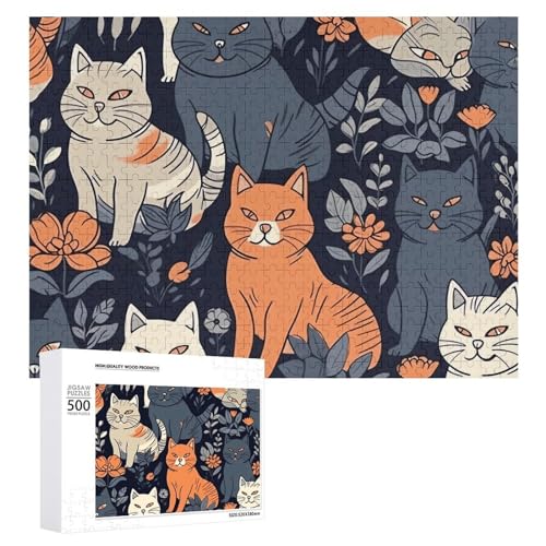 Puzzle für Erwachsene, 1000-teiliges Puzzle, herausforderndes Spiel, Katze, Tiermuster, Puzzle mit Buchstaben auf der Rückseite, personalisiertes Puzzle, perfekt für Spieleabende von NTVOWPZO