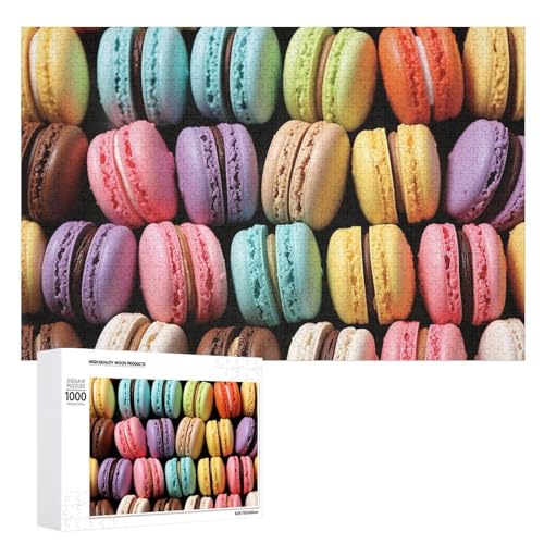 Puzzle für Erwachsene, 1000-teiliges Puzzle, herausforderndes Spiel, Macaron-Keksgeschmack, Gebäck-Puzzle mit Buchstaben auf der Rückseite, personalisiertes Puzzle, perfekt für Spieleabende von NTVOWPZO