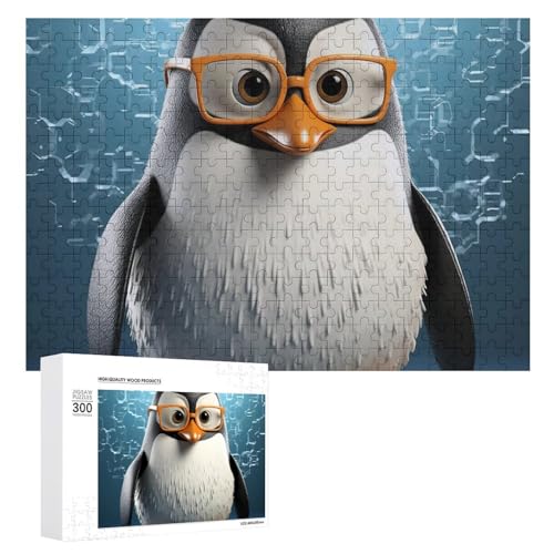 Puzzle für Erwachsene, 1000-teiliges Puzzle, herausforderndes Spiel, Pinguin mit Brille, Puzzle mit Buchstaben auf der Rückseite, personalisiertes Puzzle, perfekt für Spieleabende von NTVOWPZO