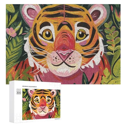 Puzzle für Erwachsene, 1000-teiliges Puzzle, herausforderndes Spiel, Tiger und Blumen, Puzzle mit Buchstaben auf der Rückseite, personalisiertes Puzzle, perfekt für Spieleabende von NTVOWPZO