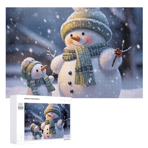 Puzzle für Erwachsene, 1000-teiliges Puzzle, herausforderndes Spiel, Winter-Schneemann-Puzzle mit Buchstaben auf der Rückseite, personalisiertes Puzzle, perfekt für Spieleabende von NTVOWPZO